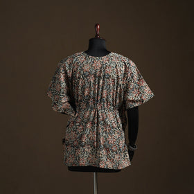 Natural dyed hand block kalamkari print cotton kaftan