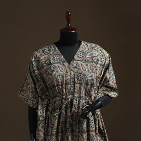 Natural dyed hand block kalamkari print cotton kaftan