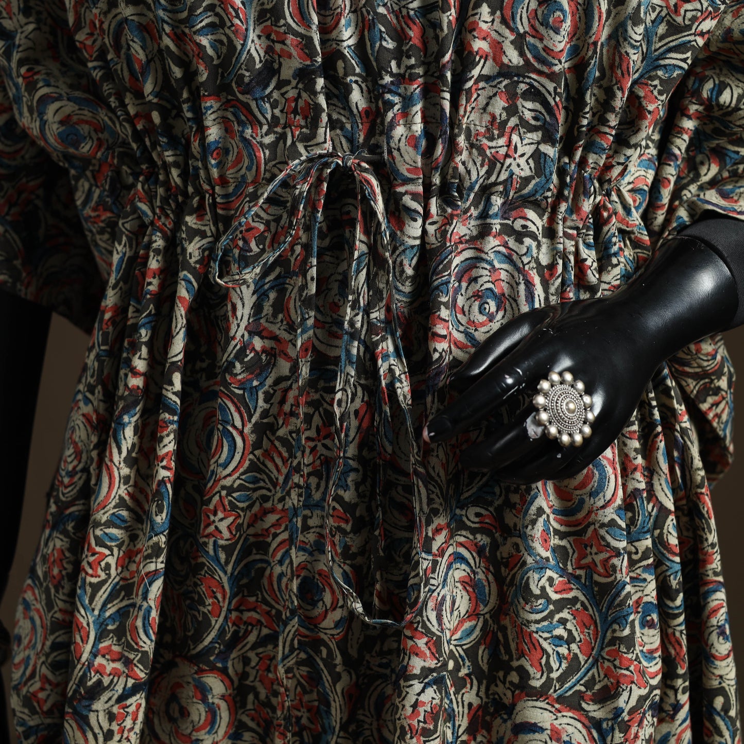 Natural dyed hand block kalamkari print cotton kaftan