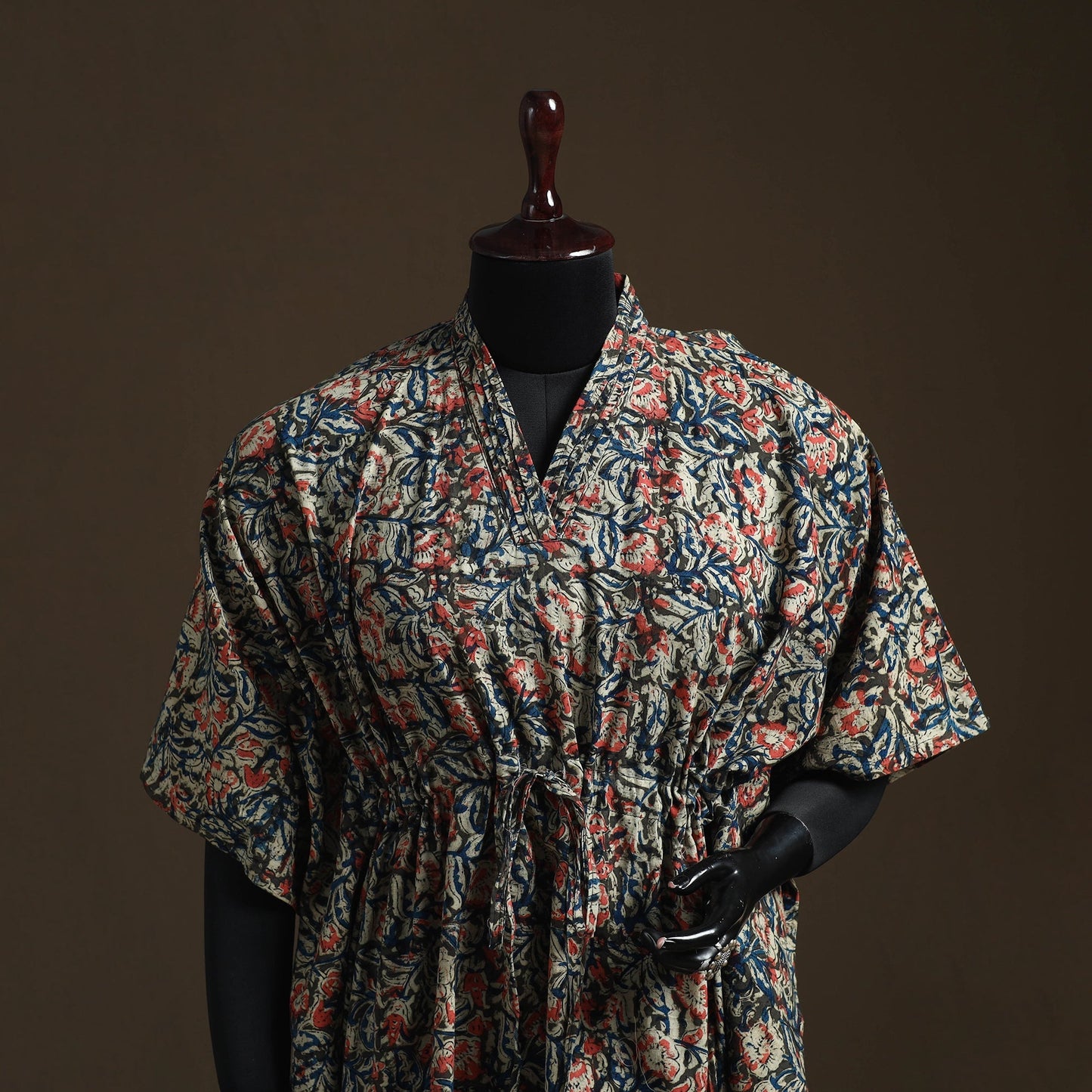 Natural dyed hand block kalamkari print cotton kaftan