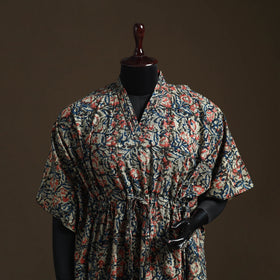 Natural dyed hand block kalamkari print cotton kaftan