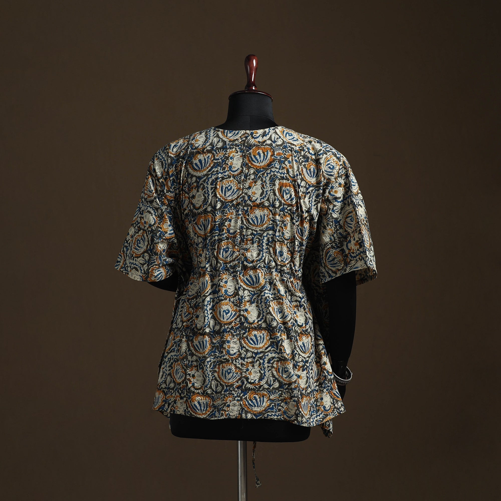 Natural dyed hand block kalamkari print cotton kaftan
