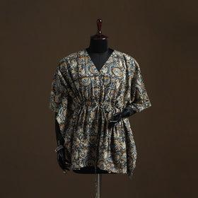 Natural dyed hand block kalamkari print cotton kaftan