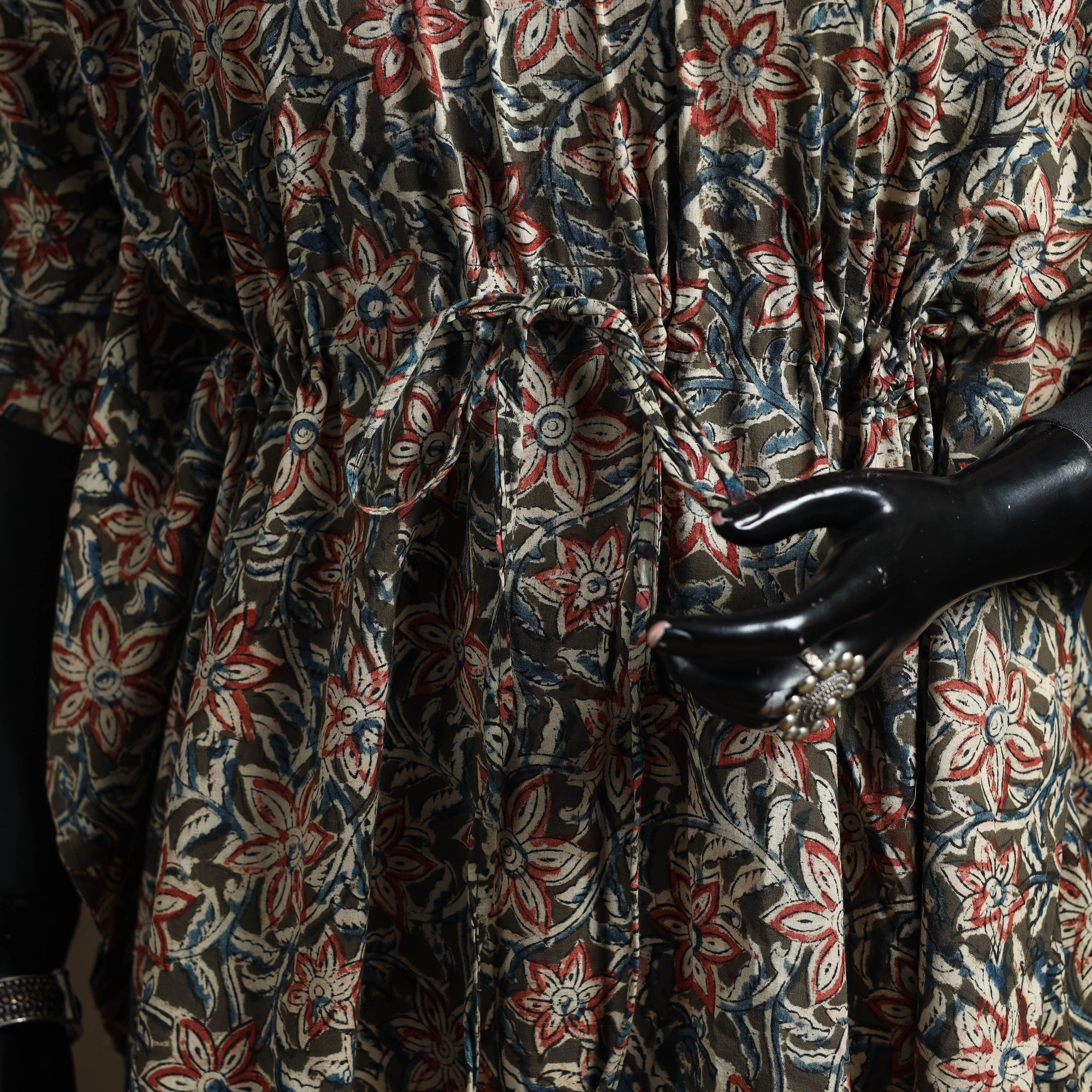 Natural dyed hand block kalamkari print cotton kaftan