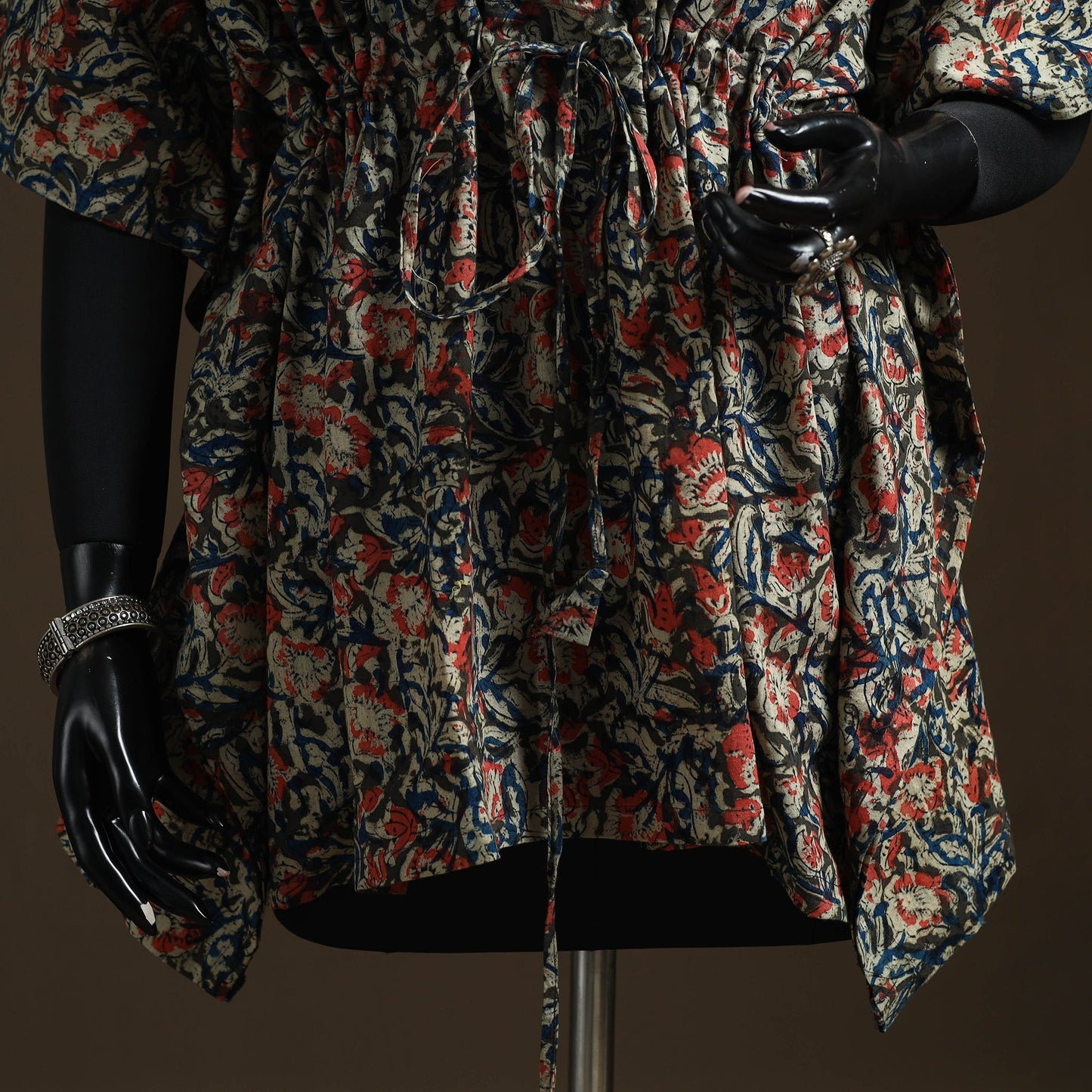 Natural dyed hand block kalamkari print cotton kaftan