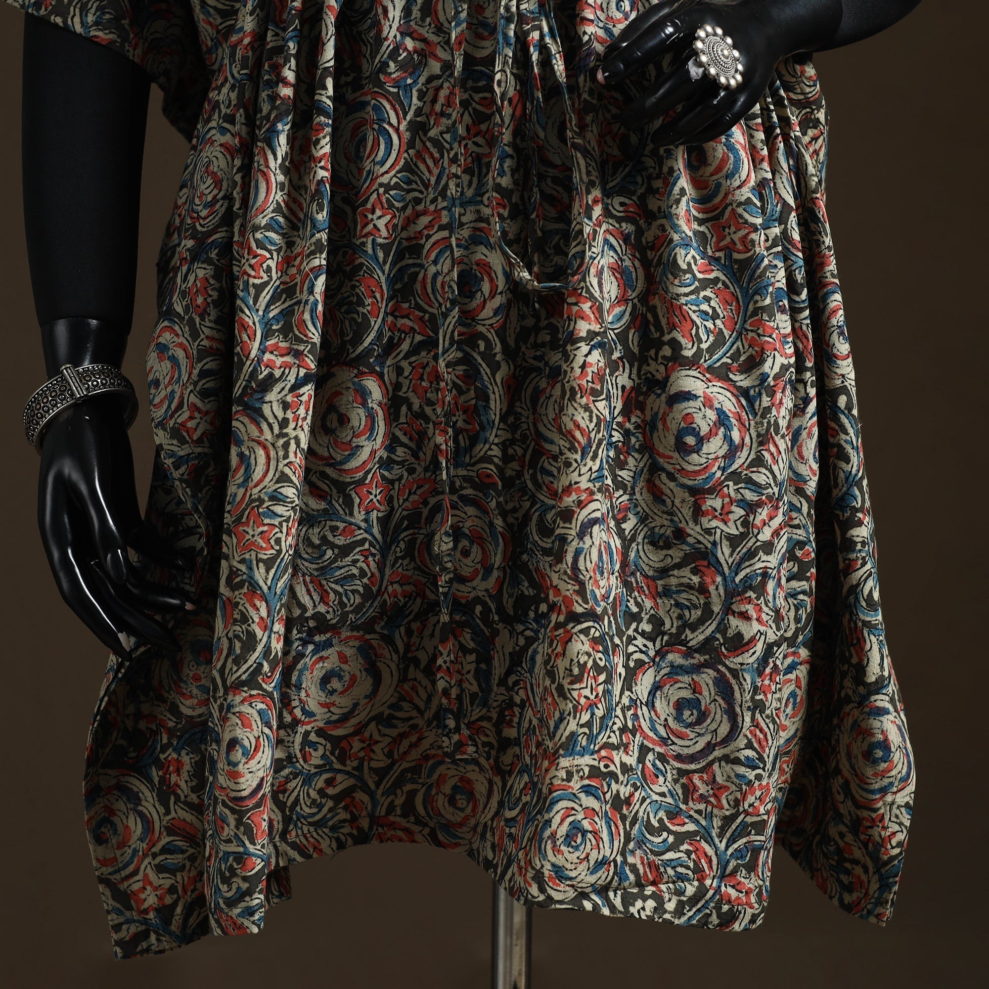 Natural dyed hand block kalamkari print cotton kaftan