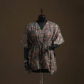 Natural dyed hand block kalamkari print cotton kaftan