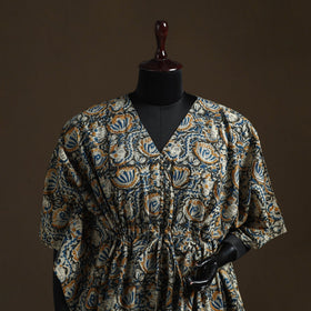 Natural dyed hand block kalamkari print cotton kaftan