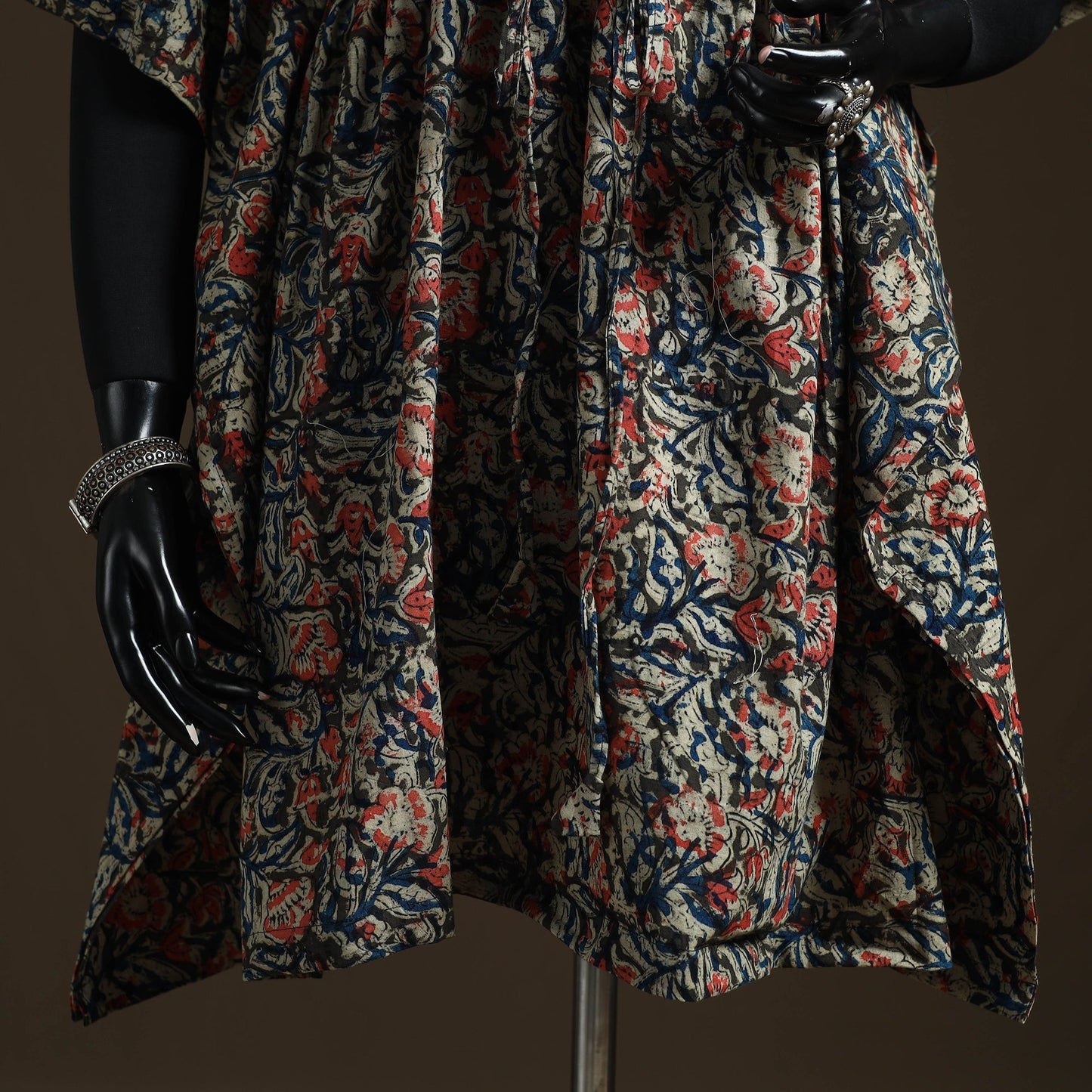 Natural dyed hand block kalamkari print cotton kaftan