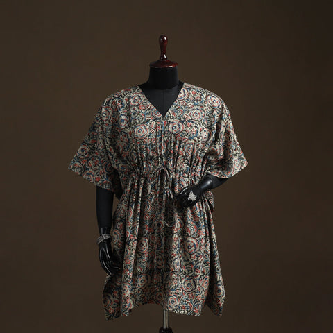 Natural dyed hand block kalamkari print cotton kaftan