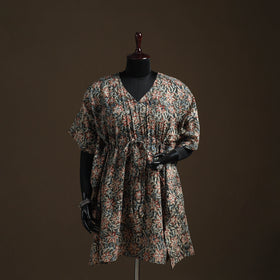 Natural dyed hand block kalamkari print cotton kaftan