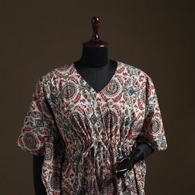 Natural dyed hand block kalamkari print cotton kaftan