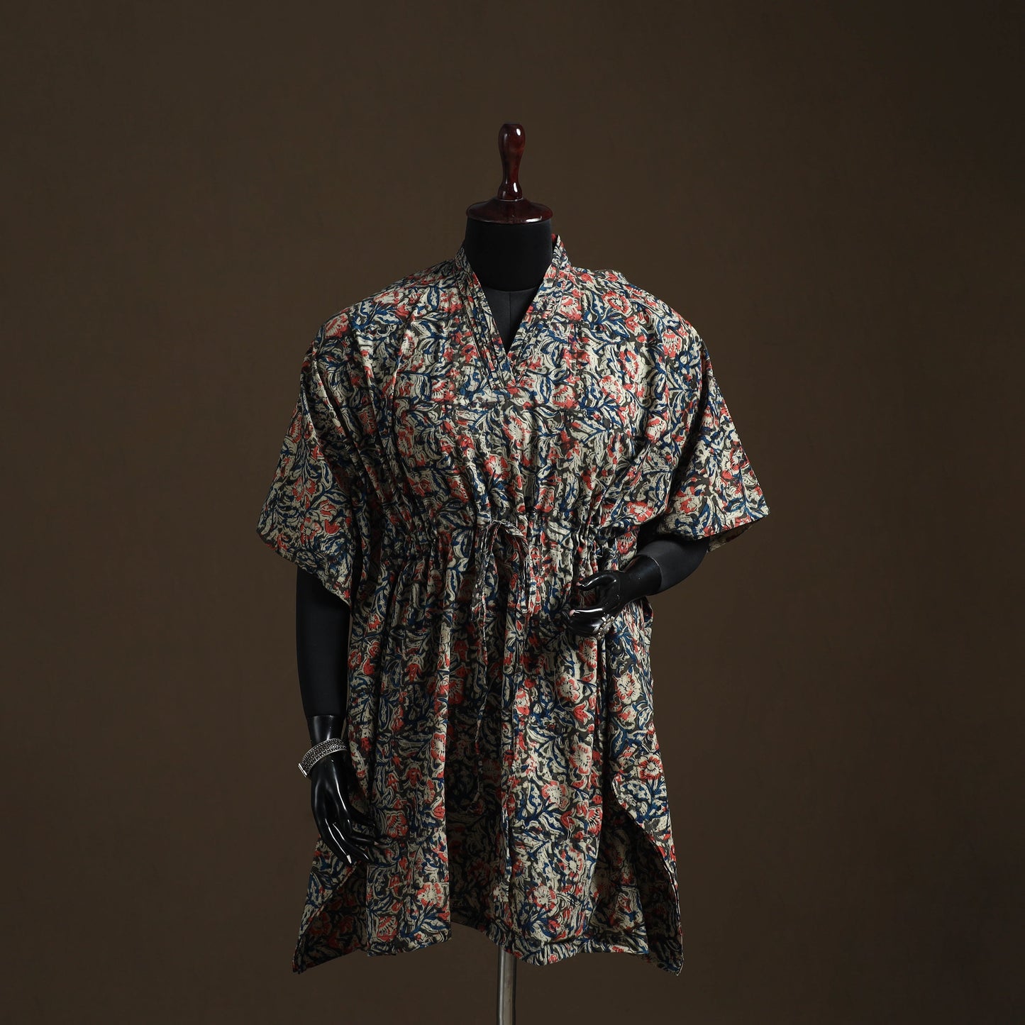 Natural dyed hand block kalamkari print cotton kaftan