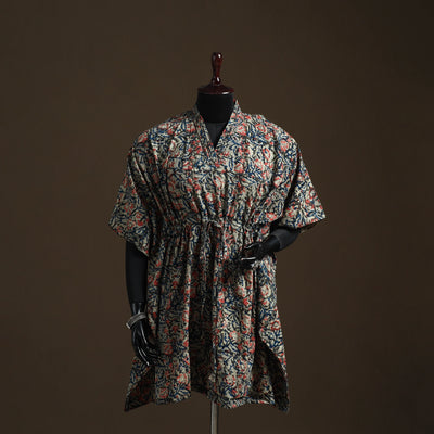 Natural dyed hand block kalamkari print cotton kaftan