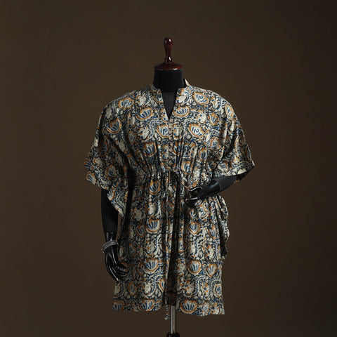 Natural dyed hand block kalamkari print cotton kaftan