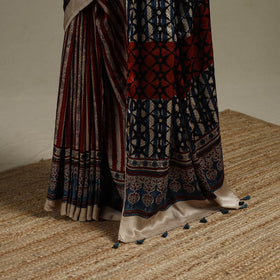 Natural dyed hand modal silk saree with tassels 18