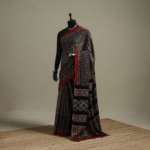 Natural dyed hand modal silk saree with tassels 13