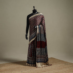 Natural dyed hand modal silk saree with tassels 15