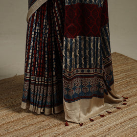 Natural dyed hand modal silk saree with tassels 15
