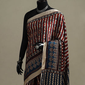 Natural dyed hand modal silk saree with tassels 11