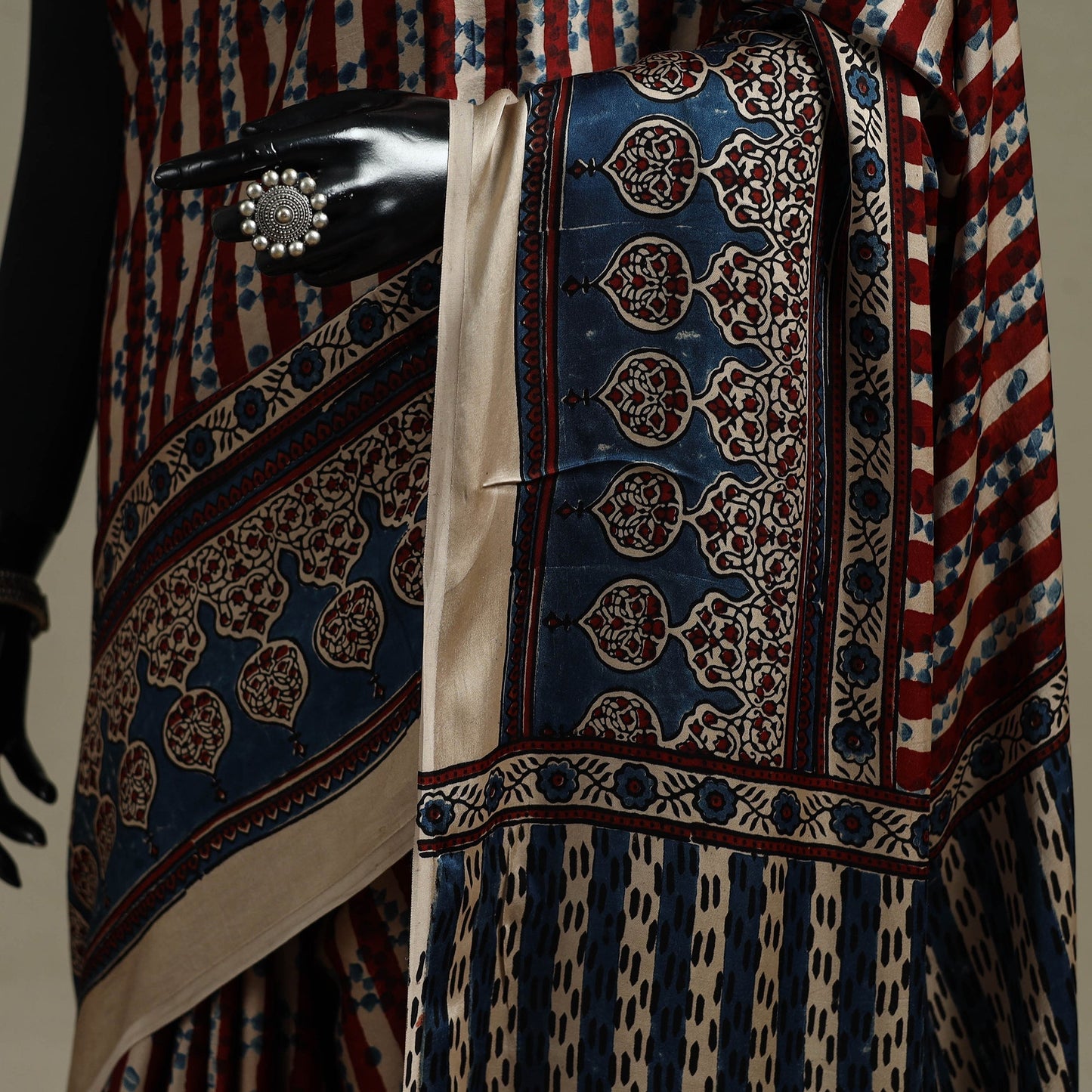 Natural dyed hand modal silk saree with tassels 11