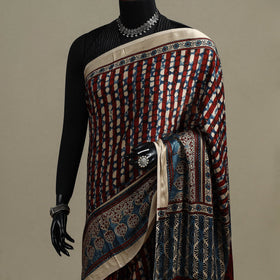 Natural dyed hand modal silk saree with tassels 15