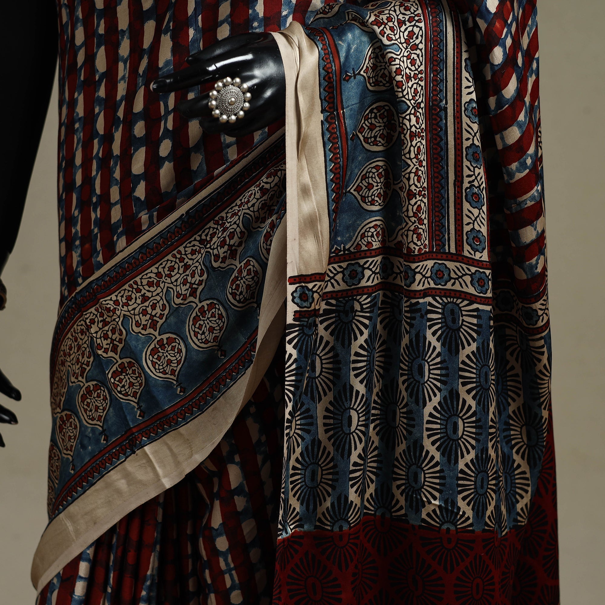 Natural dyed hand modal silk saree with tassels 15