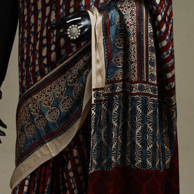 Natural dyed hand modal silk saree with tassels 15