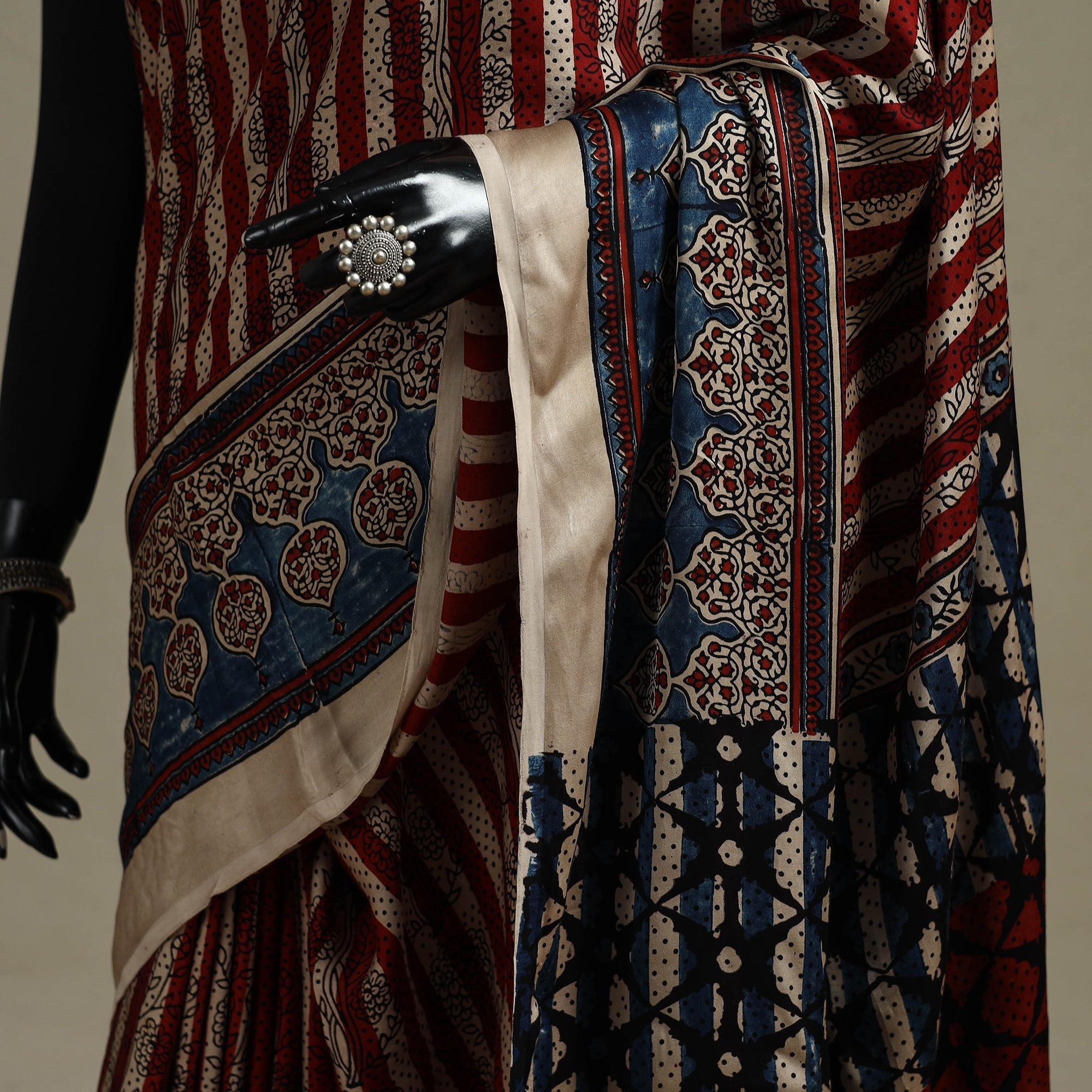 Natural dyed hand modal silk saree with tassels 18