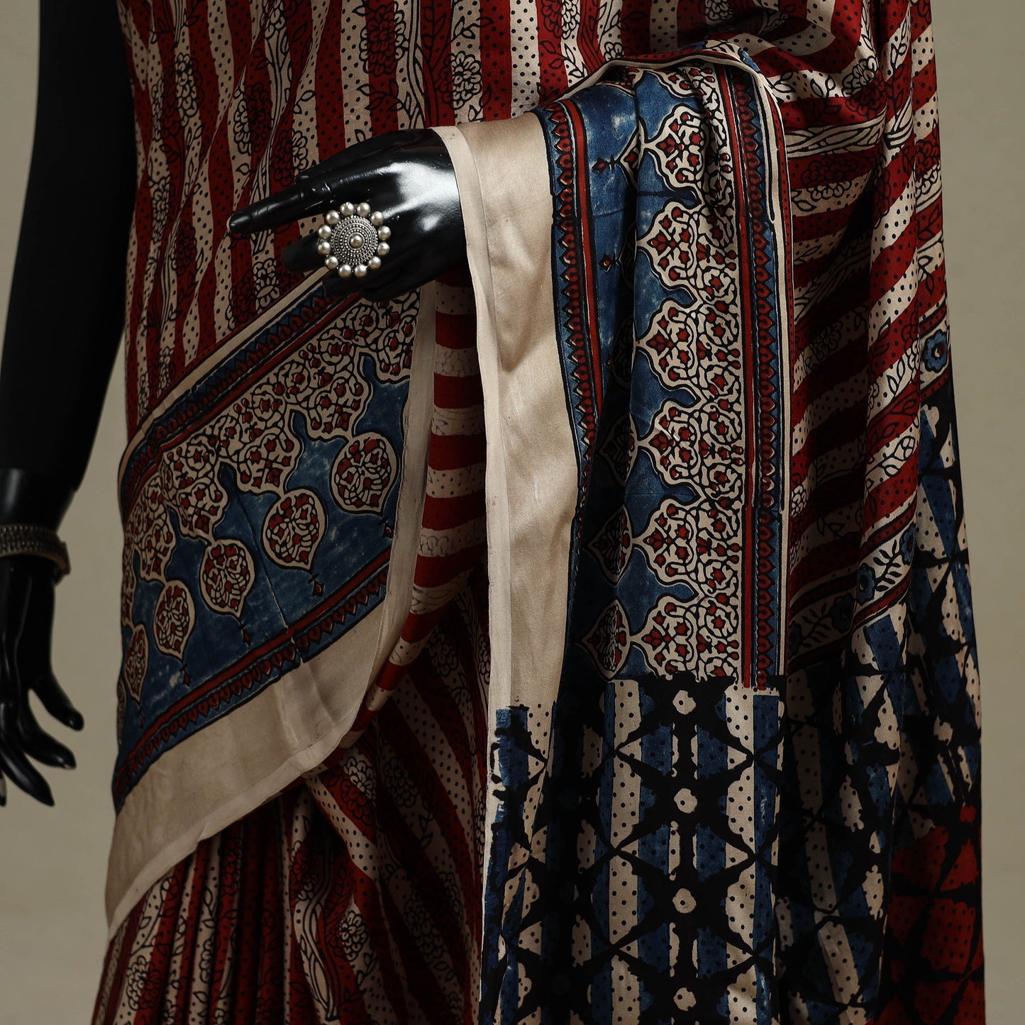 Natural dyed hand modal silk saree with tassels 18
