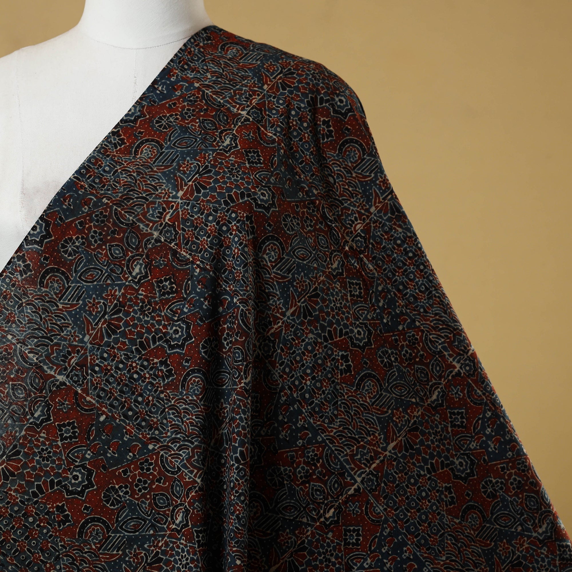 Multicolor - natural dyed hand cotton fabric 06