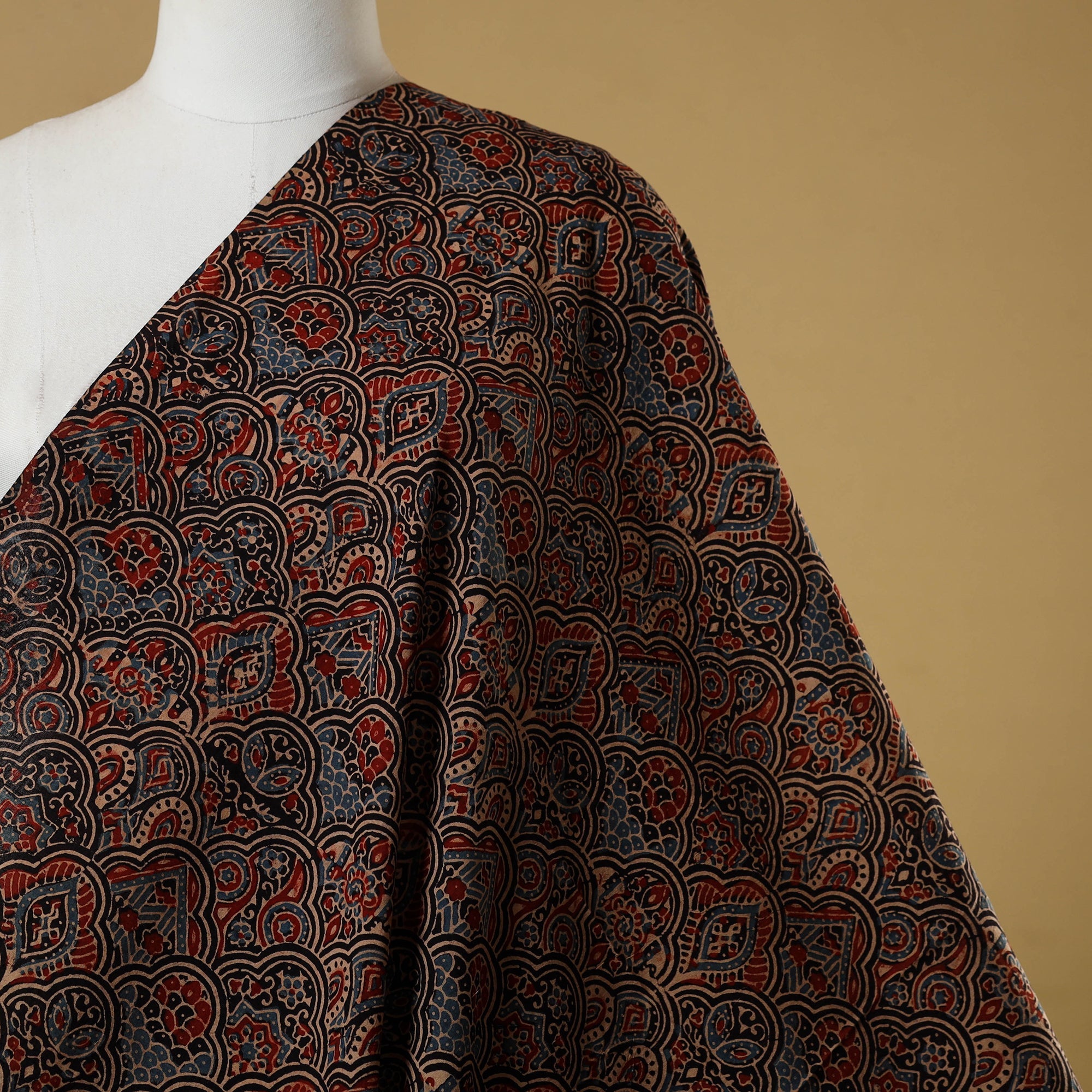 Multicolor - natural dyed hand cotton fabric 15