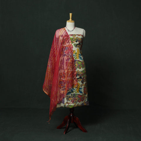 Natural dyed handloom chanderi silk handpainted