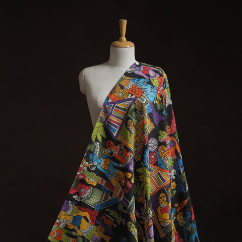 Natural dyed handloom chanderi silk handpainted