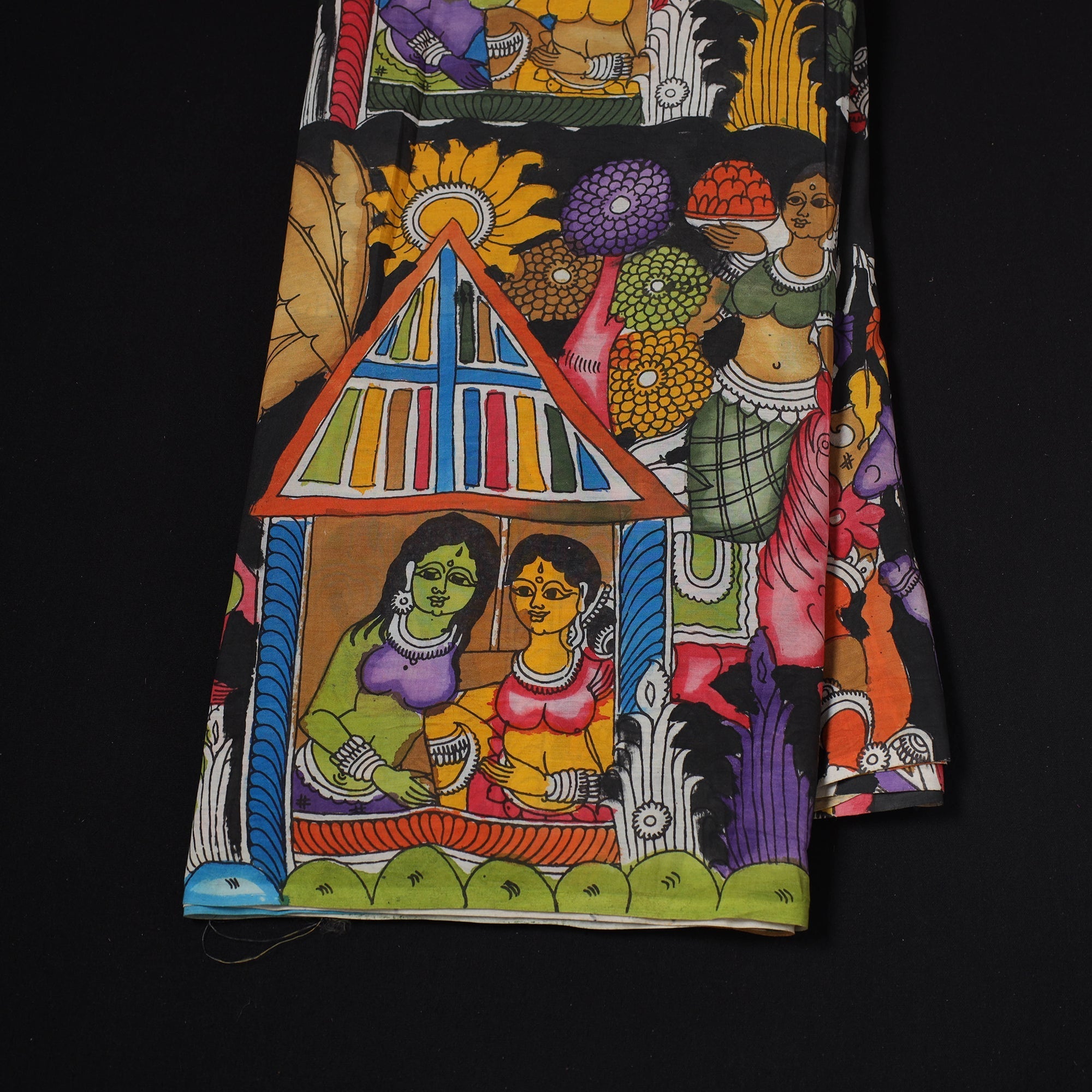 Natural dyed handloom chanderi silk handpainted