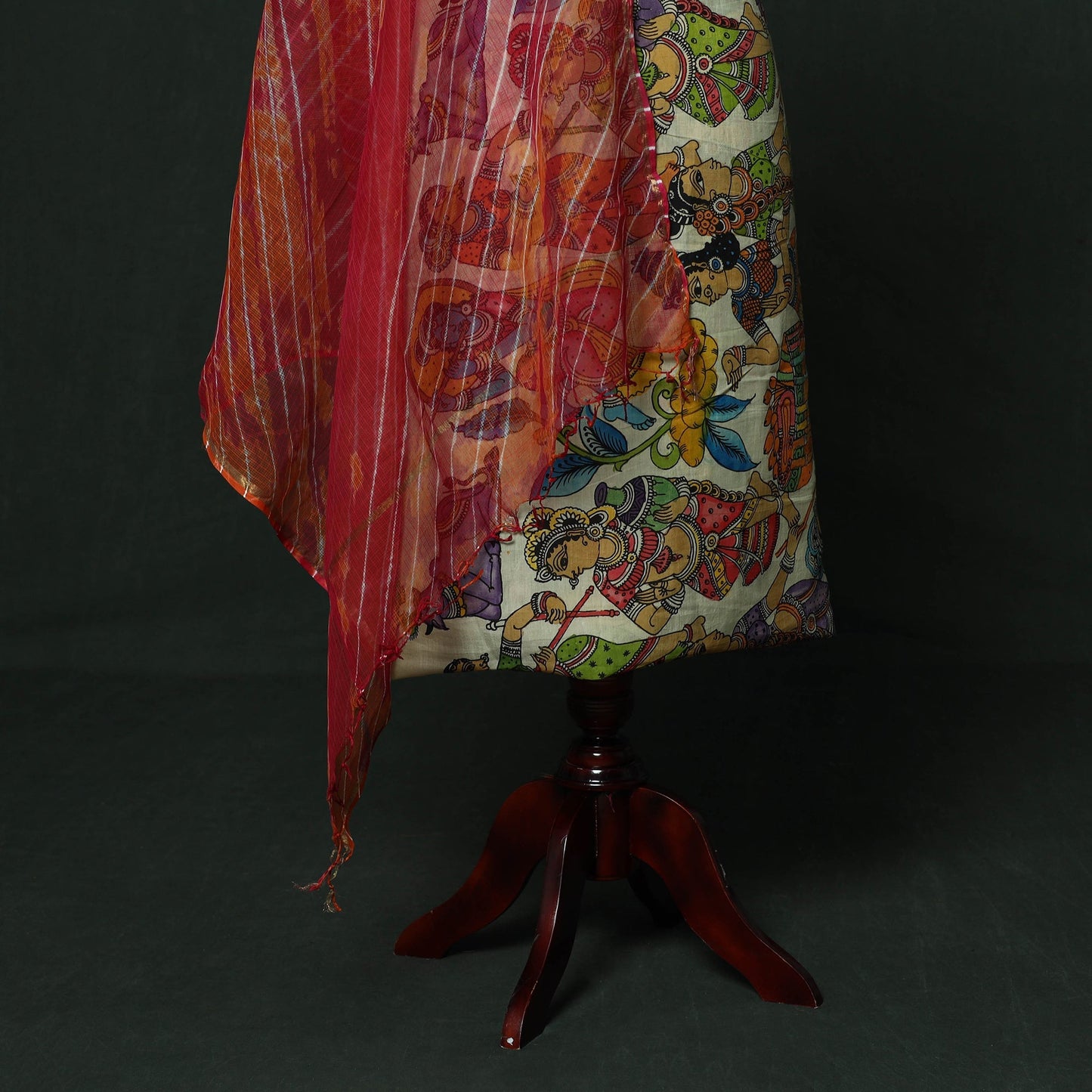 Natural dyed handloom chanderi silk handpainted