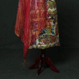 Natural dyed handloom chanderi silk handpainted