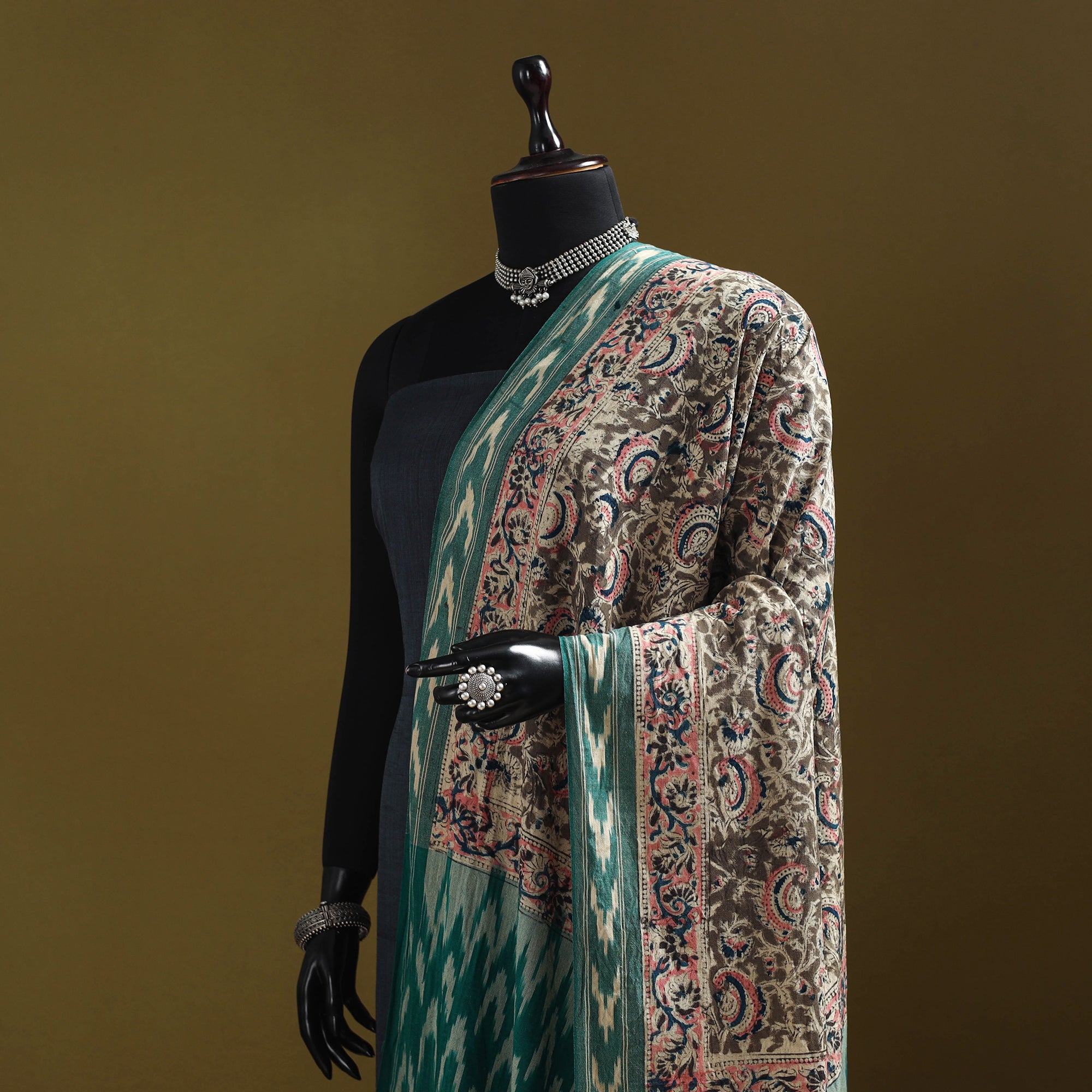 Multicolor - natural dyed kalamkari cotton dupatta
