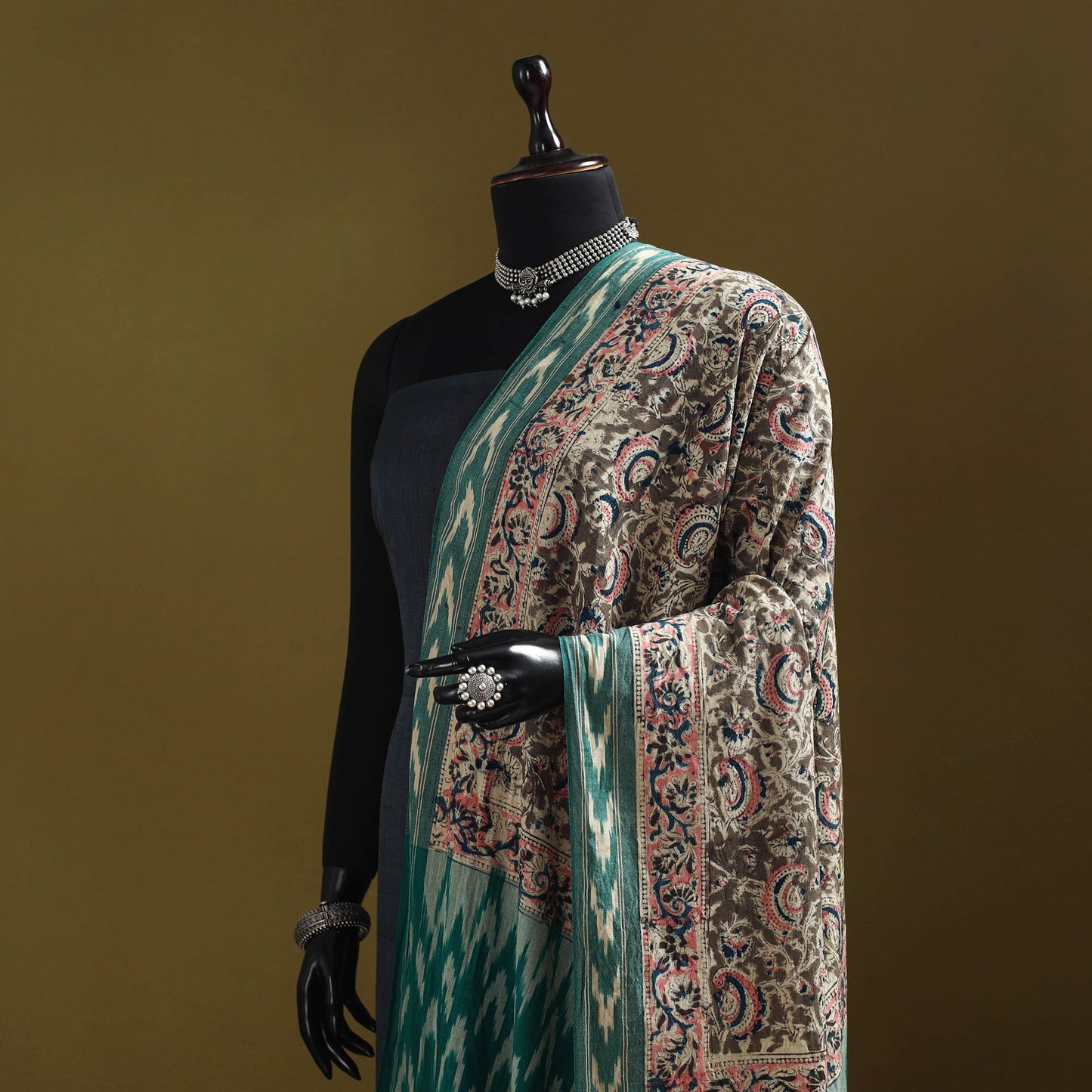 Multicolor - natural dyed kalamkari cotton dupatta