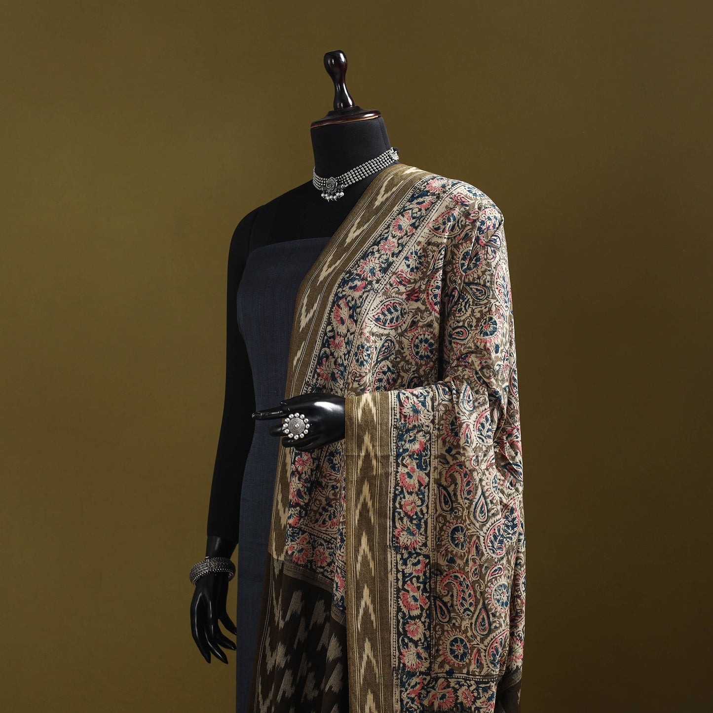 Multicolor - natural dyed kalamkari cotton dupatta