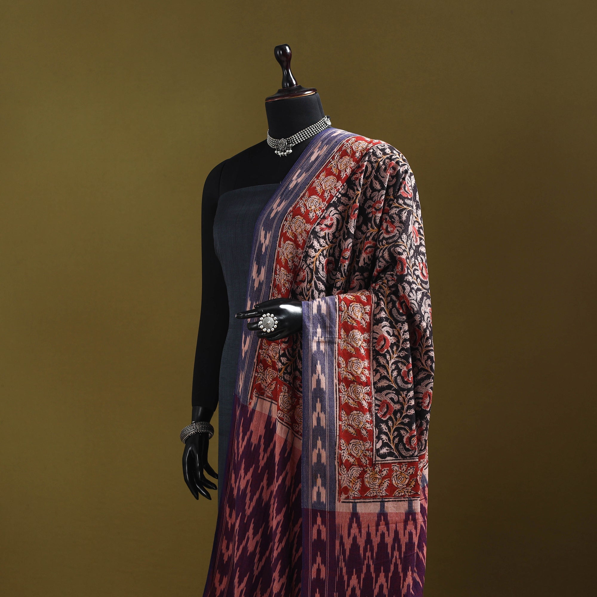 Multicolor - natural dyed kalamkari cotton dupatta