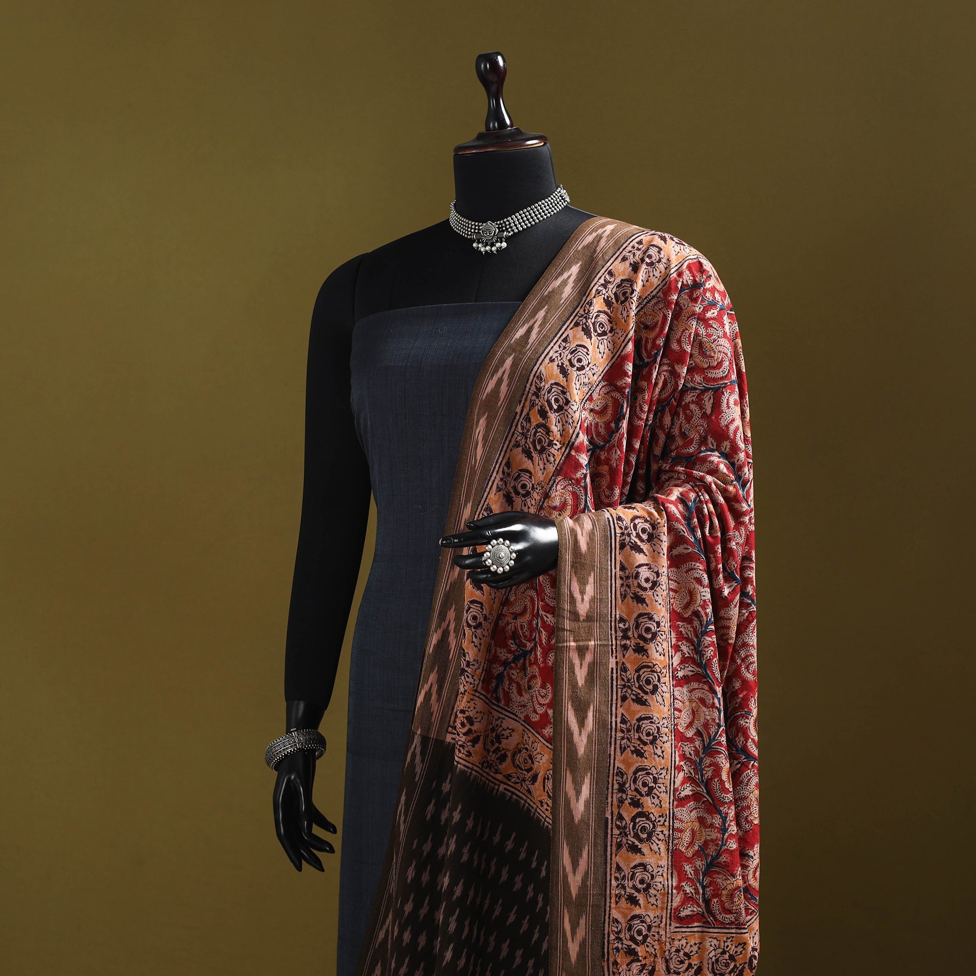 Multicolor - natural dyed kalamkari cotton dupatta