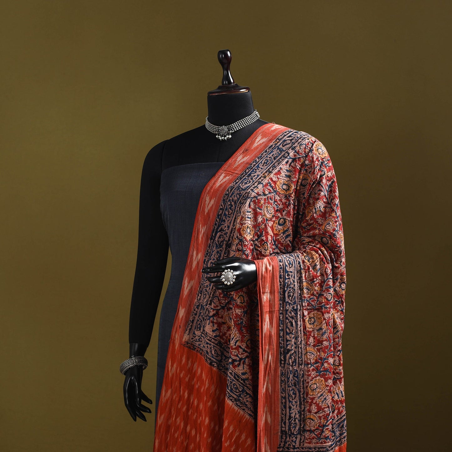 Multicolor - natural dyed kalamkari cotton dupatta