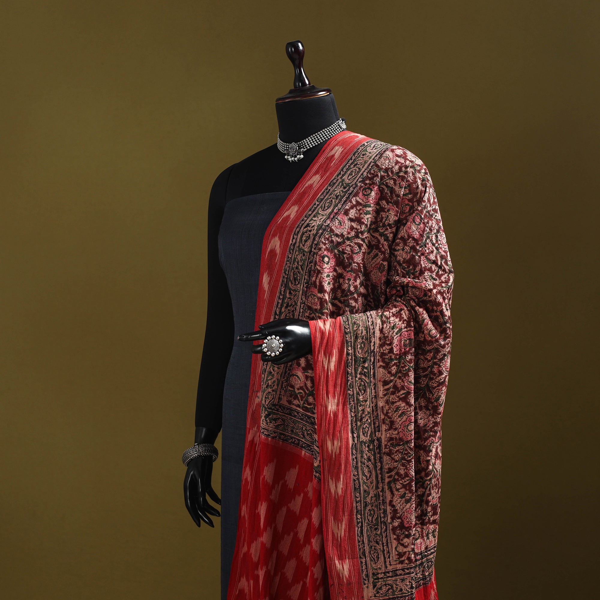 Multicolor - natural dyed kalamkari cotton dupatta