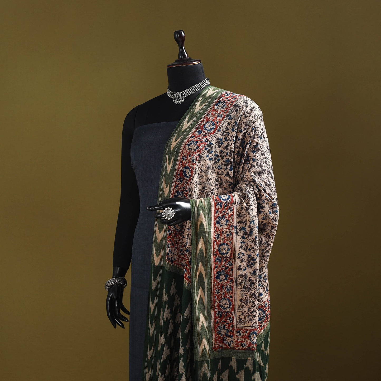 Multicolor - natural dyed kalamkari cotton dupatta