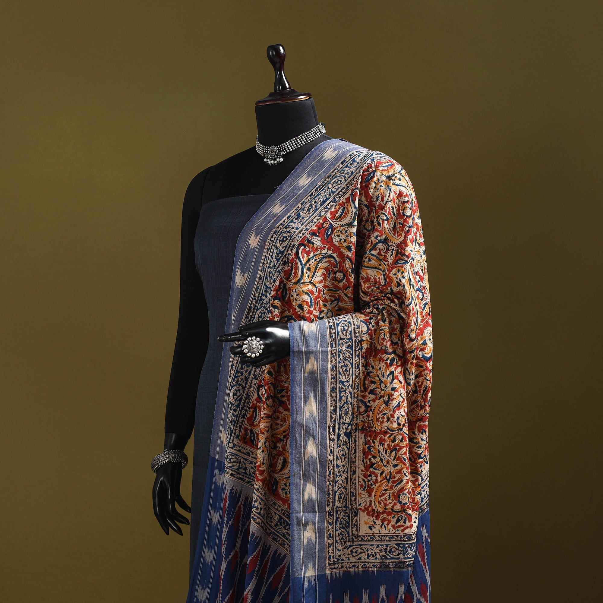 Multicolor - natural dyed kalamkari cotton dupatta