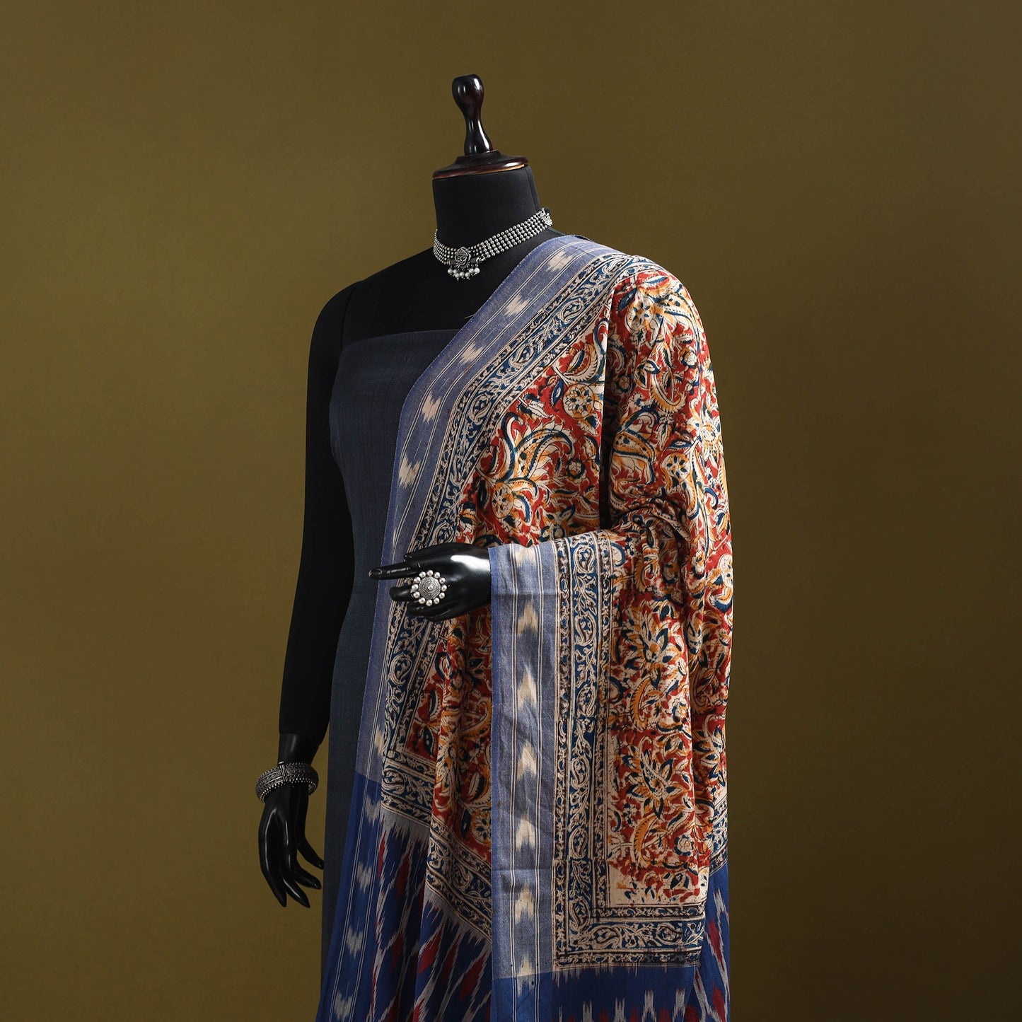 Multicolor - natural dyed kalamkari cotton dupatta