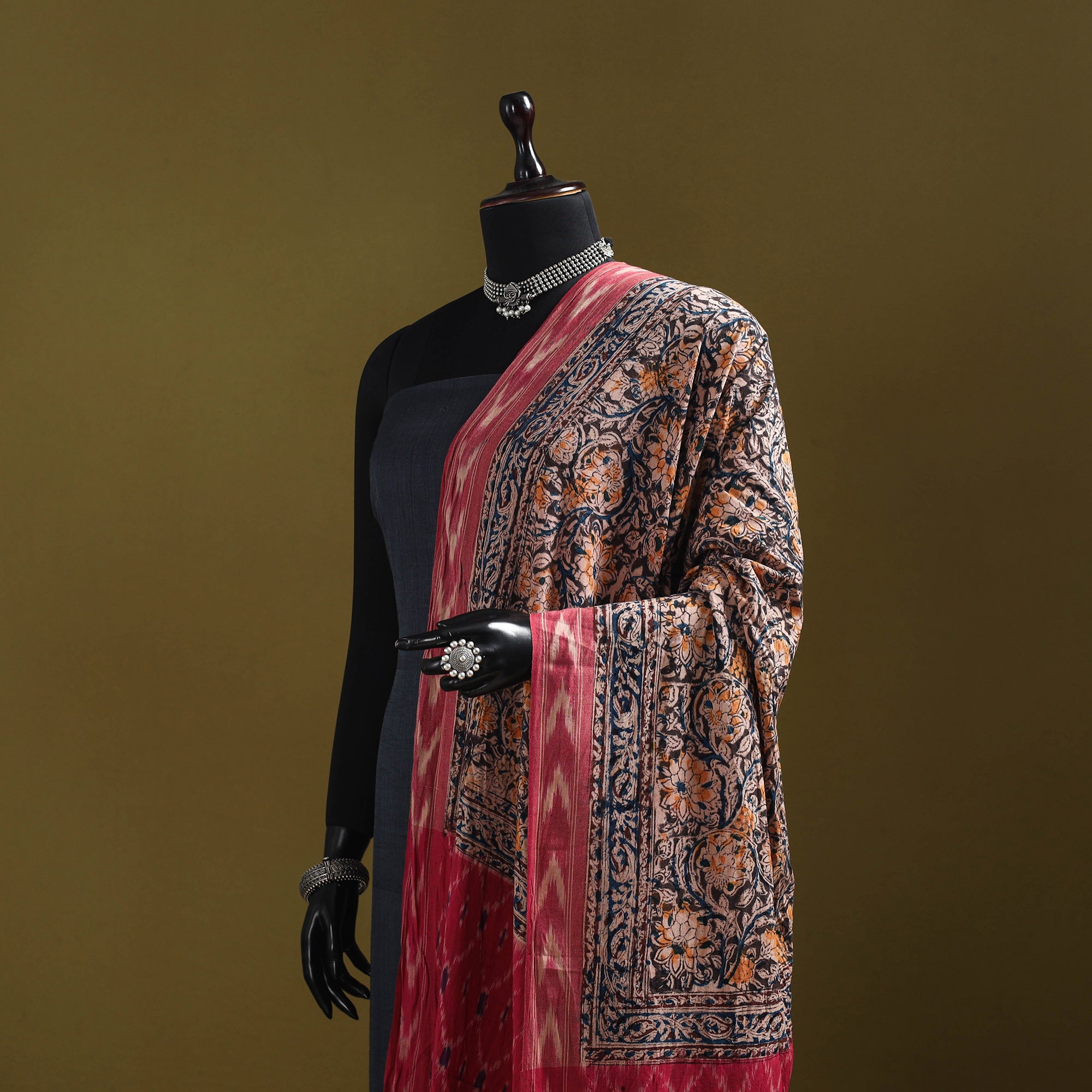 Multicolor - natural dyed kalamkari cotton dupatta
