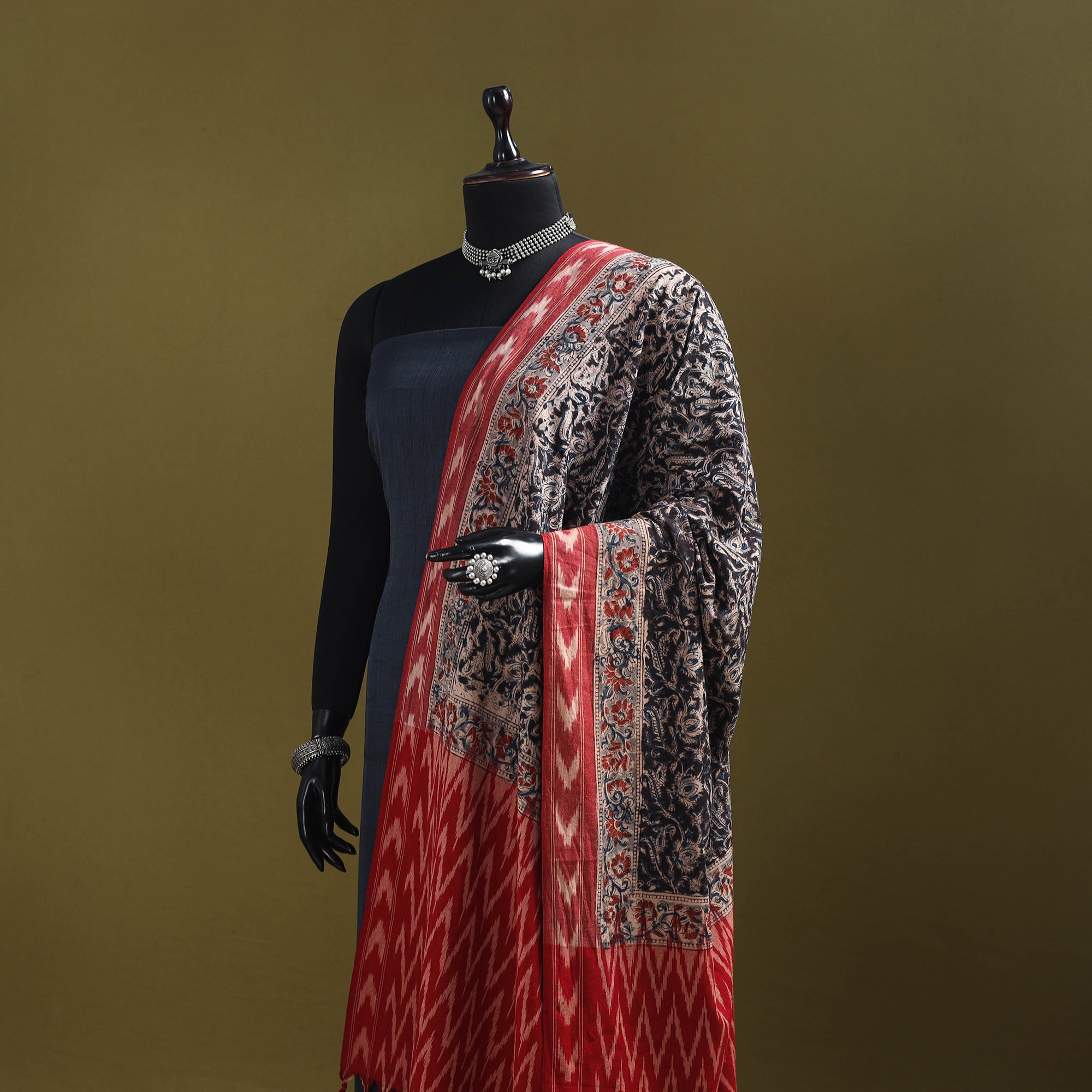 Multicolor - natural dyed kalamkari cotton dupatta