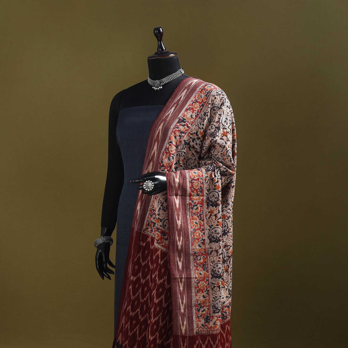 Multicolor - natural dyed kalamkari cotton dupatta